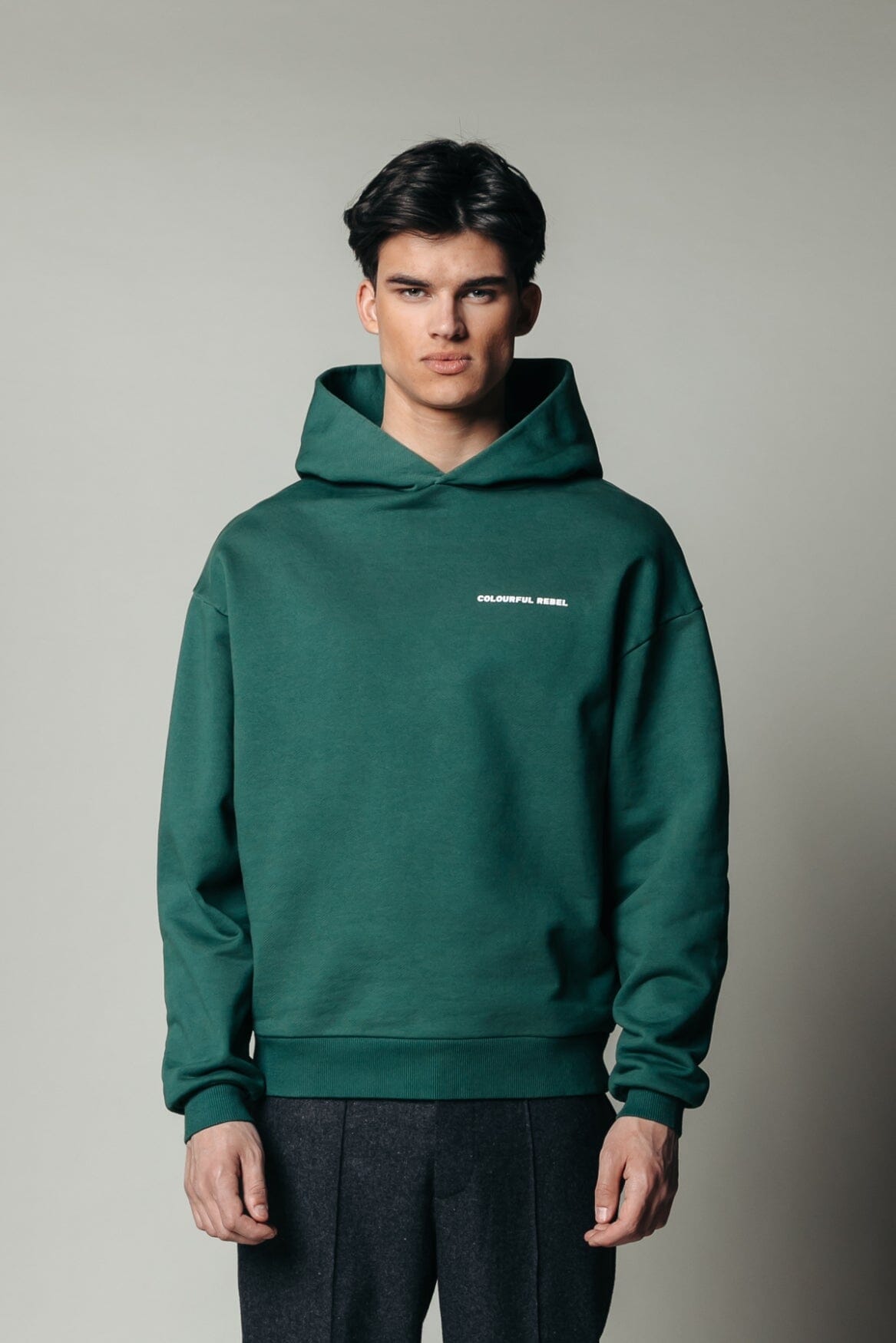 Colourful Rebel Reality Relaxed Clean Hoodie | Dark green 