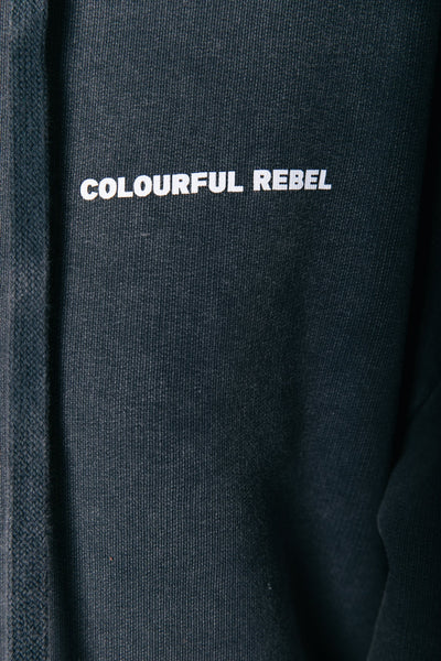 Colourful Rebel Rebel Guitar Acid Wash Oversized Hoodie | Grey 