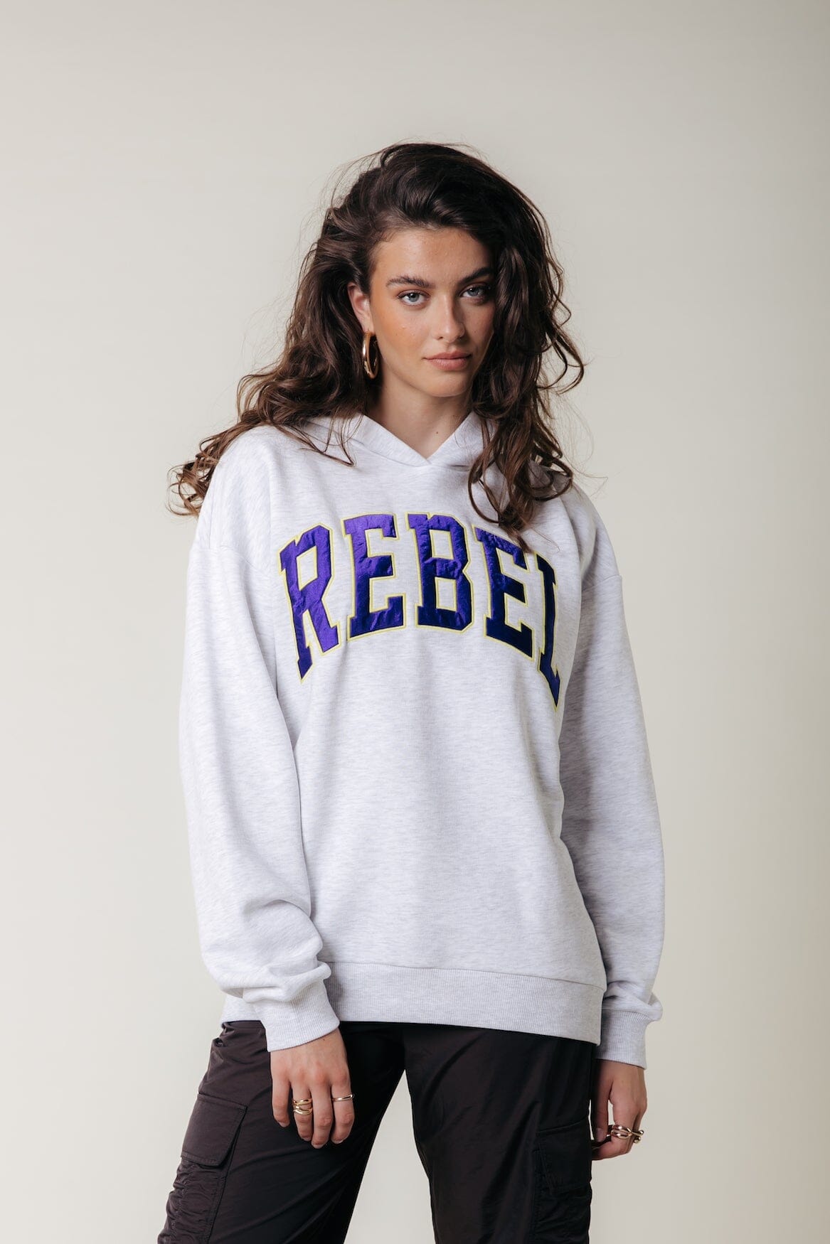 Colourful Rebel Rebel Patch Oversized Hoodie | Light grey melange 8720867005872