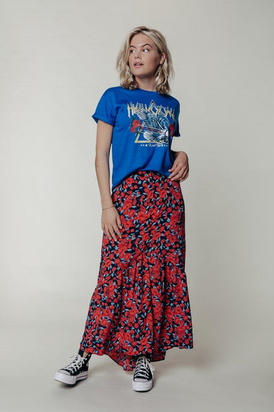 Colourful Rebel Rive Roses Maxi Skirt | Bright red 1110017917129