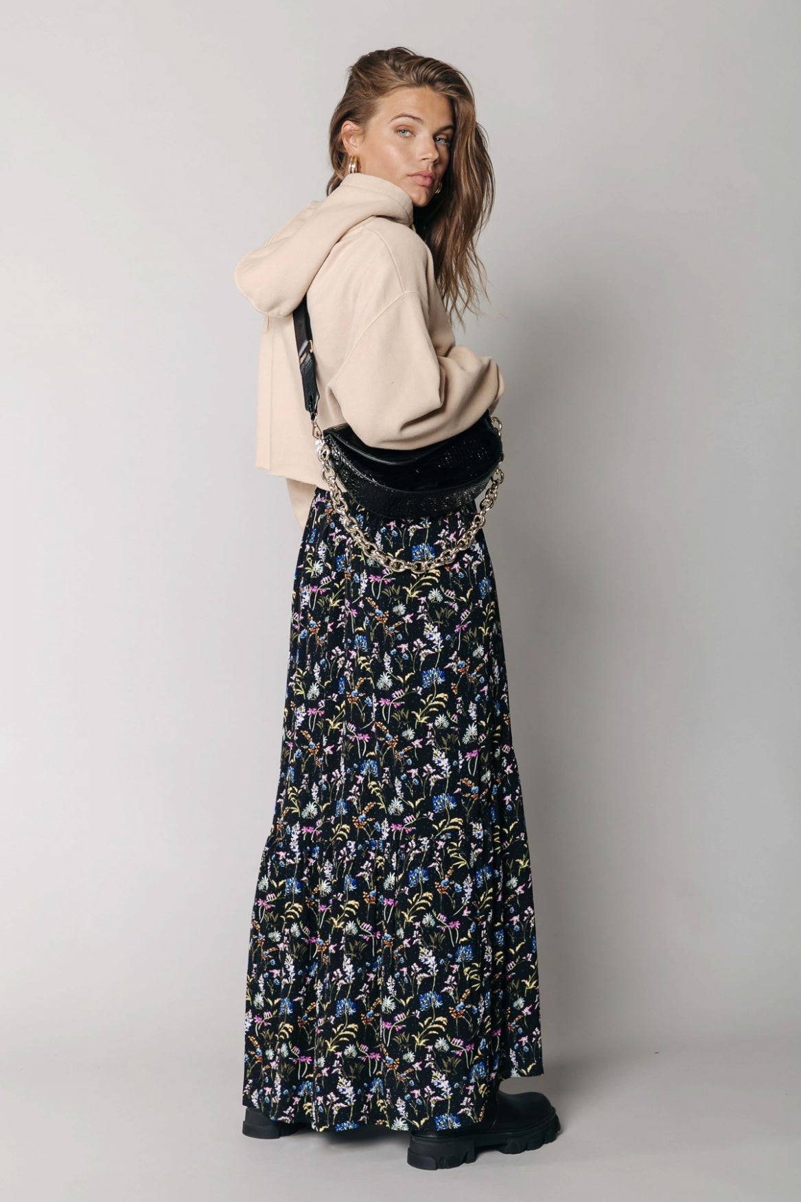 Colourful Rebel Rive Wild Flower High Low Skirt | Multicolor
