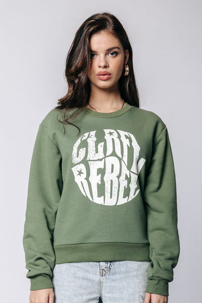 Colourful Rebel Round Logo Relaxed Sweat | Soft army 8720867001423