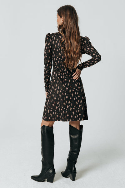 Colourful Rebel Rowan Jacquard Leopard Mini Dress | Brown 