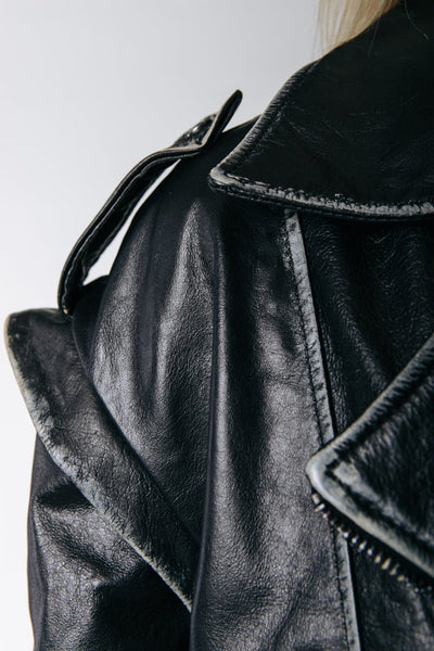 Colourful Rebel Sage Leather Biker Jacket | Black 