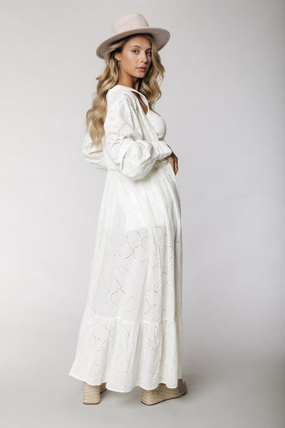 Colourful Rebel Sandy Broderie Anglaise Maxi Kimono Dress | White