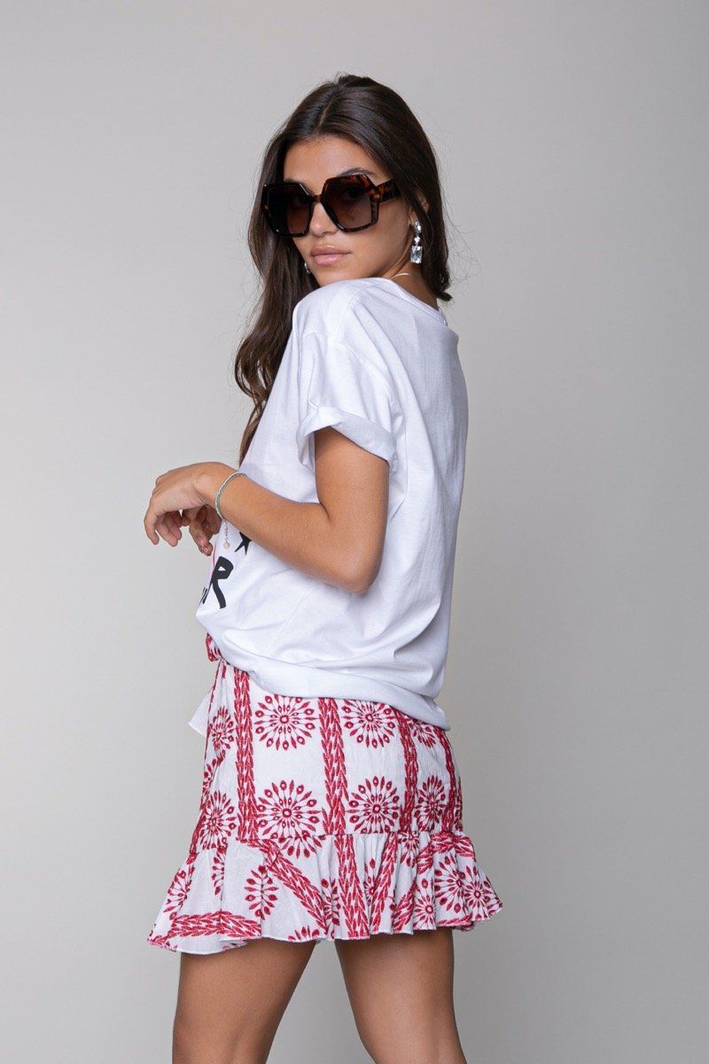 Colourful Rebel Shelby Broderie Anglaise Wrap Skirt | White 