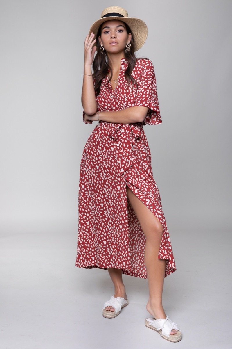 Colourful Rebel Sia Leopard Button Down Dress | Red 1103134842092