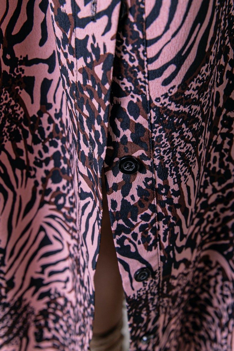 Colourful Rebel Sia Zebra Button Down Dress | Pink 