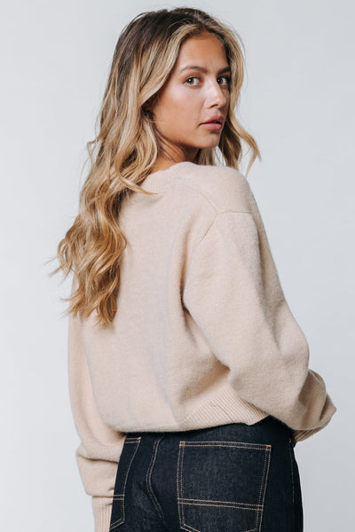 Colourful Rebel Sjors Lounge Knit Cropped Cardigan | Sand 