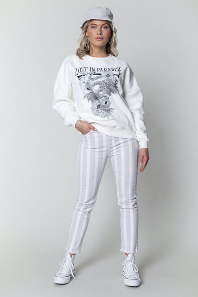 Colourful Rebel Sky Stripe Five Pocket Jeans | Lilac 