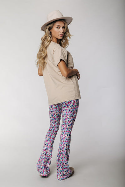 Colourful Rebel Small Flower Peached Flare Pants | Multicolor