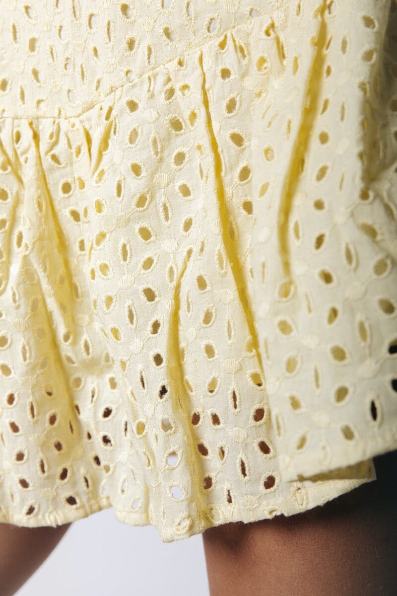 Colourful Rebel Soof Broderie Anglaise Skort | Soft yellow 
