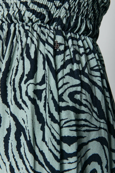 Colourful Rebel Sophie Zebra Maxi Smock Dress | Dark mint 