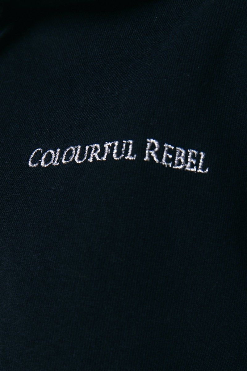 Colourful Rebel Star Towelling Oversized Hoodie | Black 