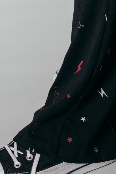 Colourful Rebel Stars Lightning Flare Pants | Black 