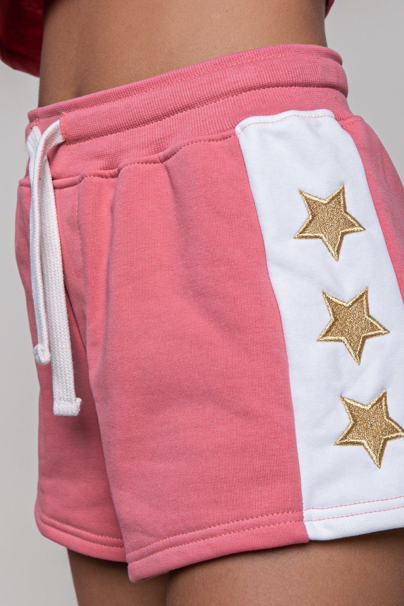 Colourful Rebel Stars Sweat Shorts | Pink 