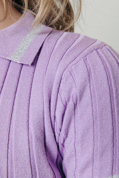 Colourful Rebel Sumi Rib Knit Top | Lilac 