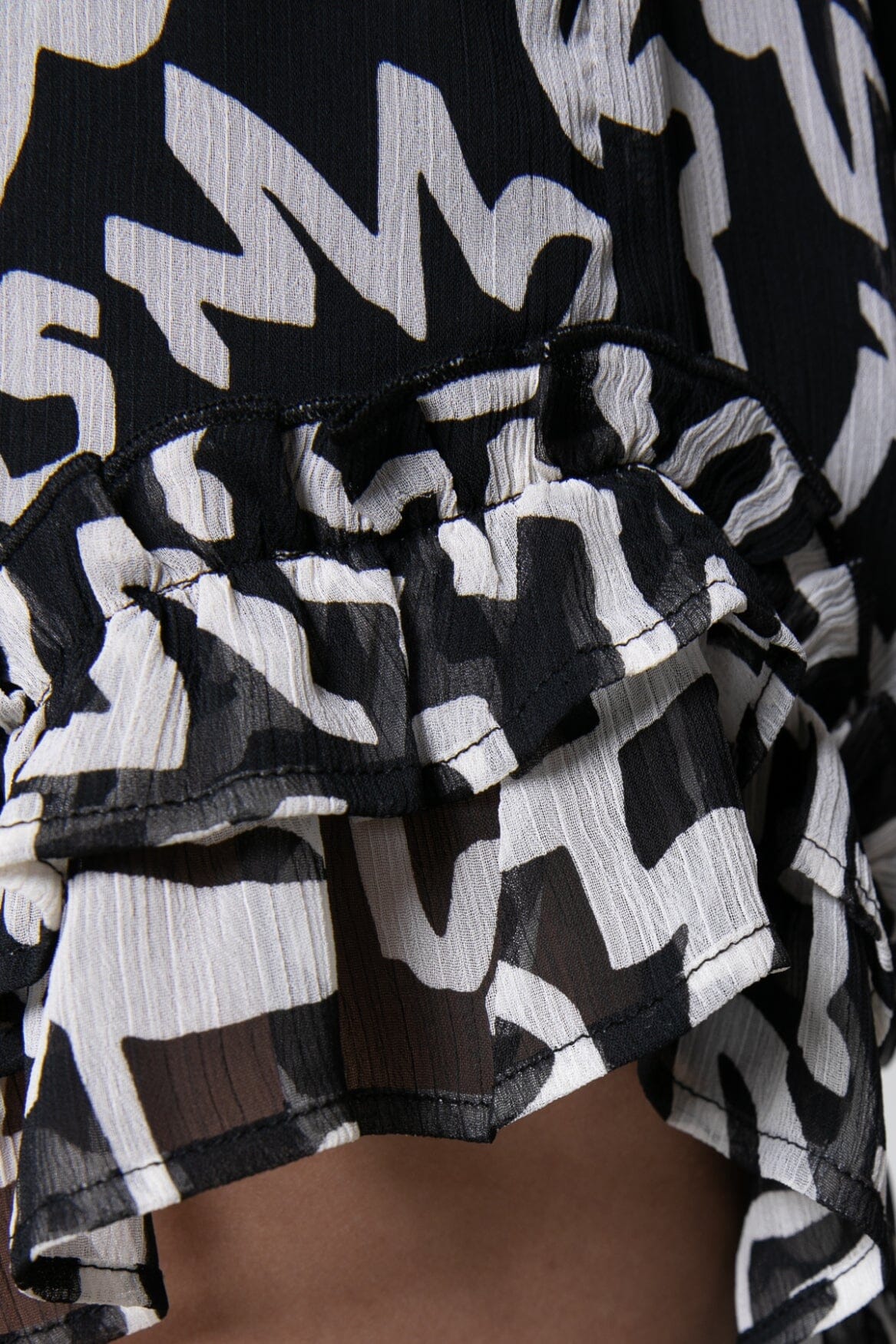 Colourful Rebel Suze Marker Ruffle Mini Dress | Black/white