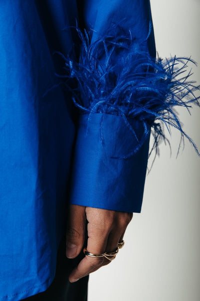 Colourful Rebel Talia Feather Blouse | Vibrant Blue