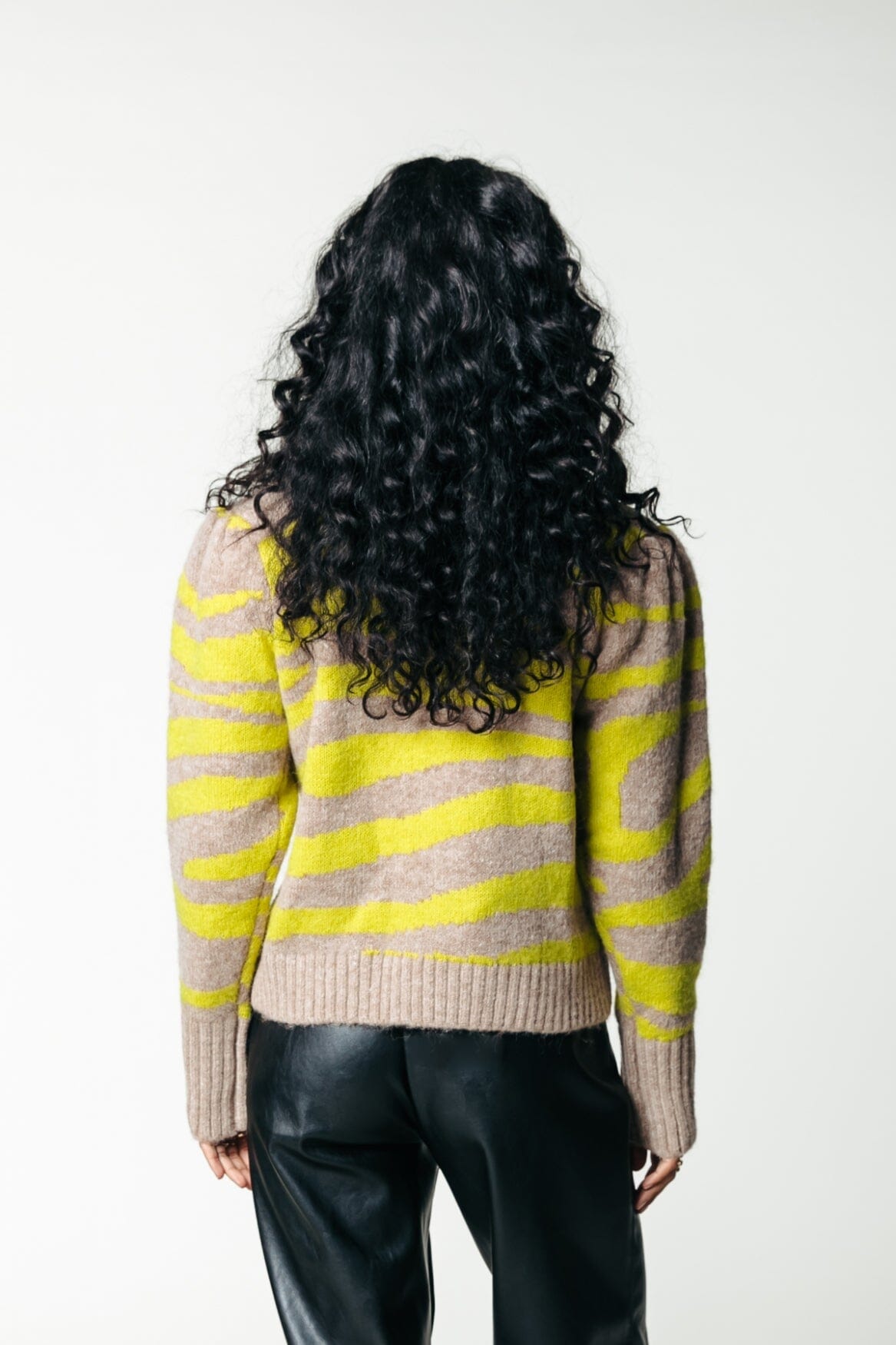 Colourful Rebel Tani Zebra Jacquard Knit | Neon lime 