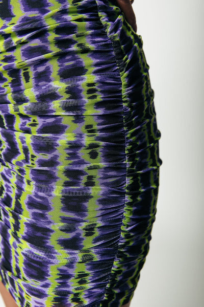 Colourful Rebel Taylee Tie Dye Stripes Mesh Gathered Mini Skirt | Multicolor 