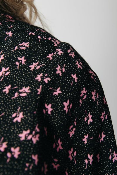 Colourful Rebel Telsi Ditzy Flower Mini Ruffle Wrap Dress | Black