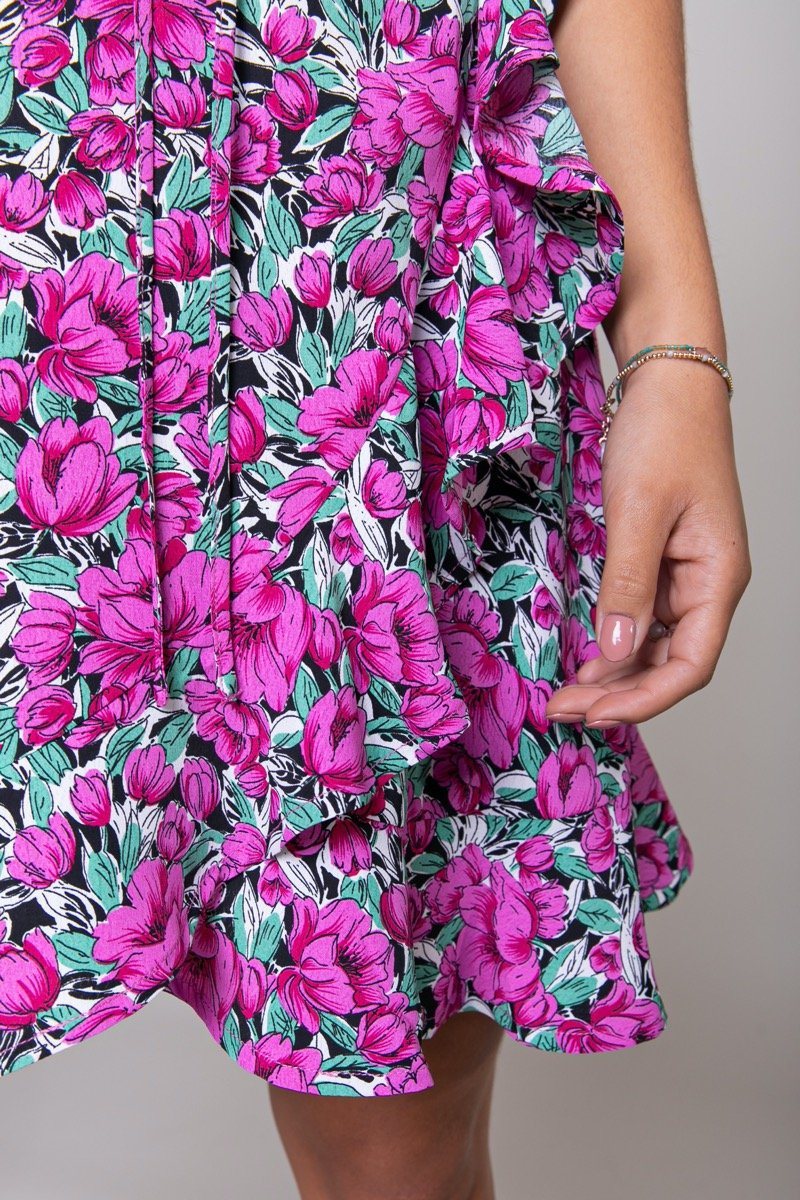Colourful Rebel Telsi Flower Wrap Dress | Pink 