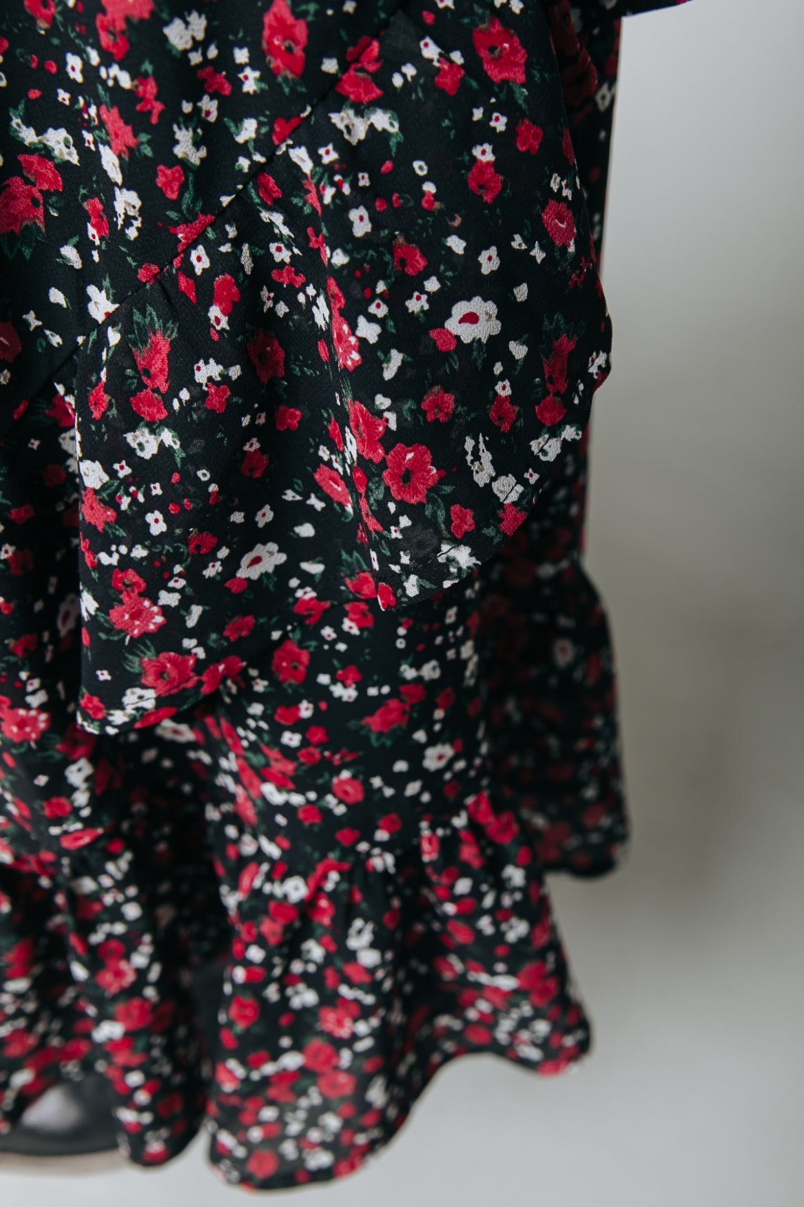 Colourful Rebel Timi Mini Flower Ruffle Midi Skirt | Medium red 