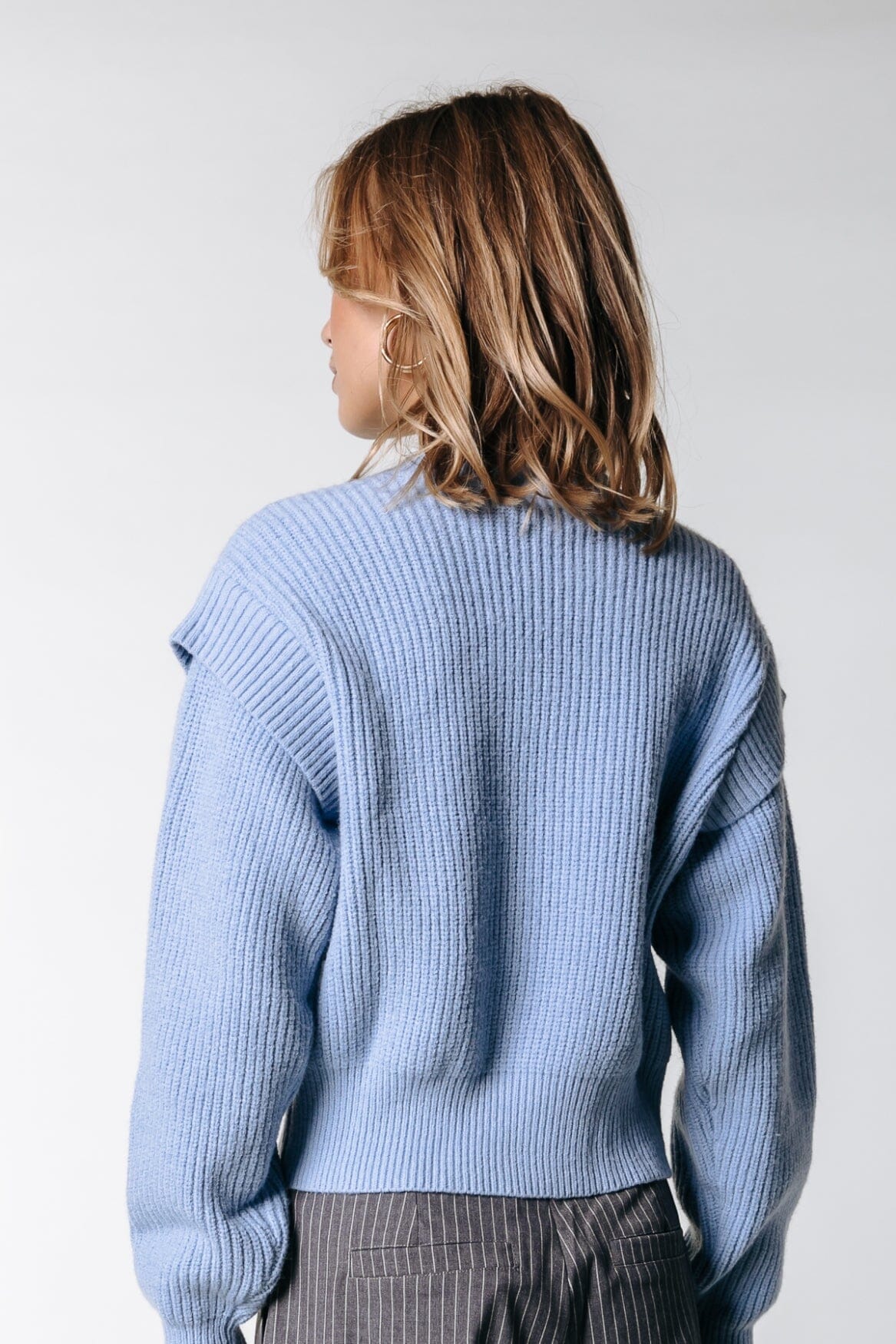 Colourful Rebel Toby Sleeve Detail Knit | Soft blue 