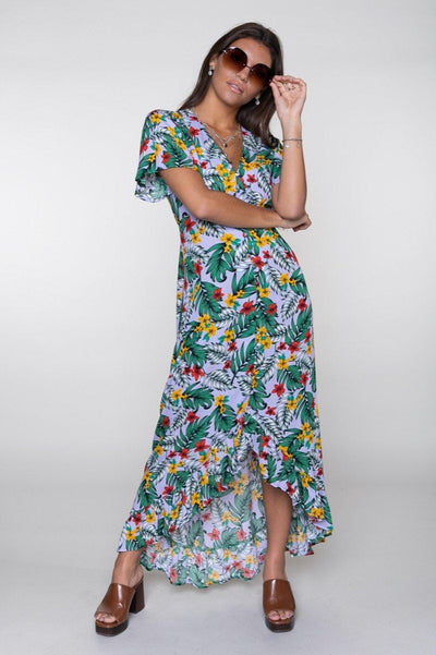 Colourful Rebel Tyra Tropical High Low Maxi Dress | Multicolor 1104012324228