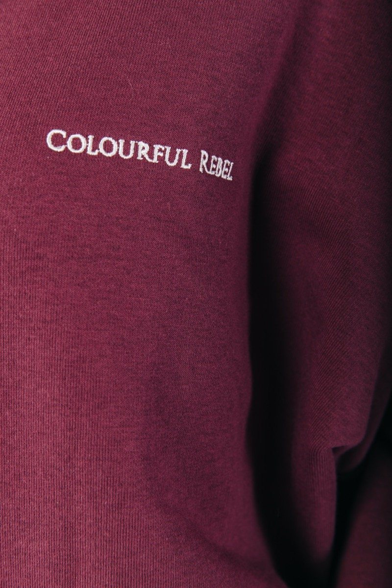 Colourful Rebel Uni Dropped Shoulder Sweat | Burgundy 