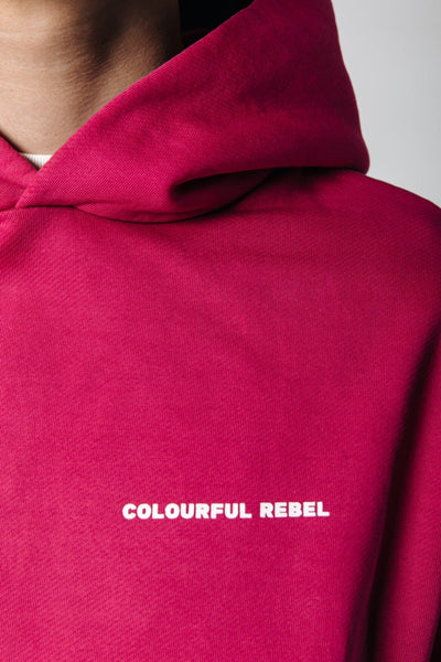 Colourful Rebel Uni Logo Relaxed Clean Hoodie | Burgundy