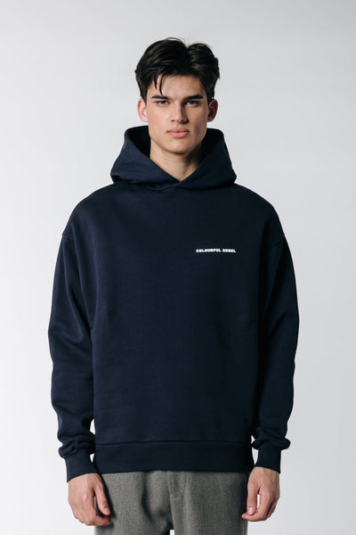 Colourful Rebel Uni Logo Relaxed Clean Hoodie | Navy 8720603299558