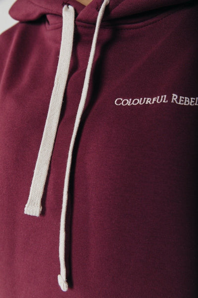 Colourful Rebel Uni Oversized Hoodie | Burgundy 