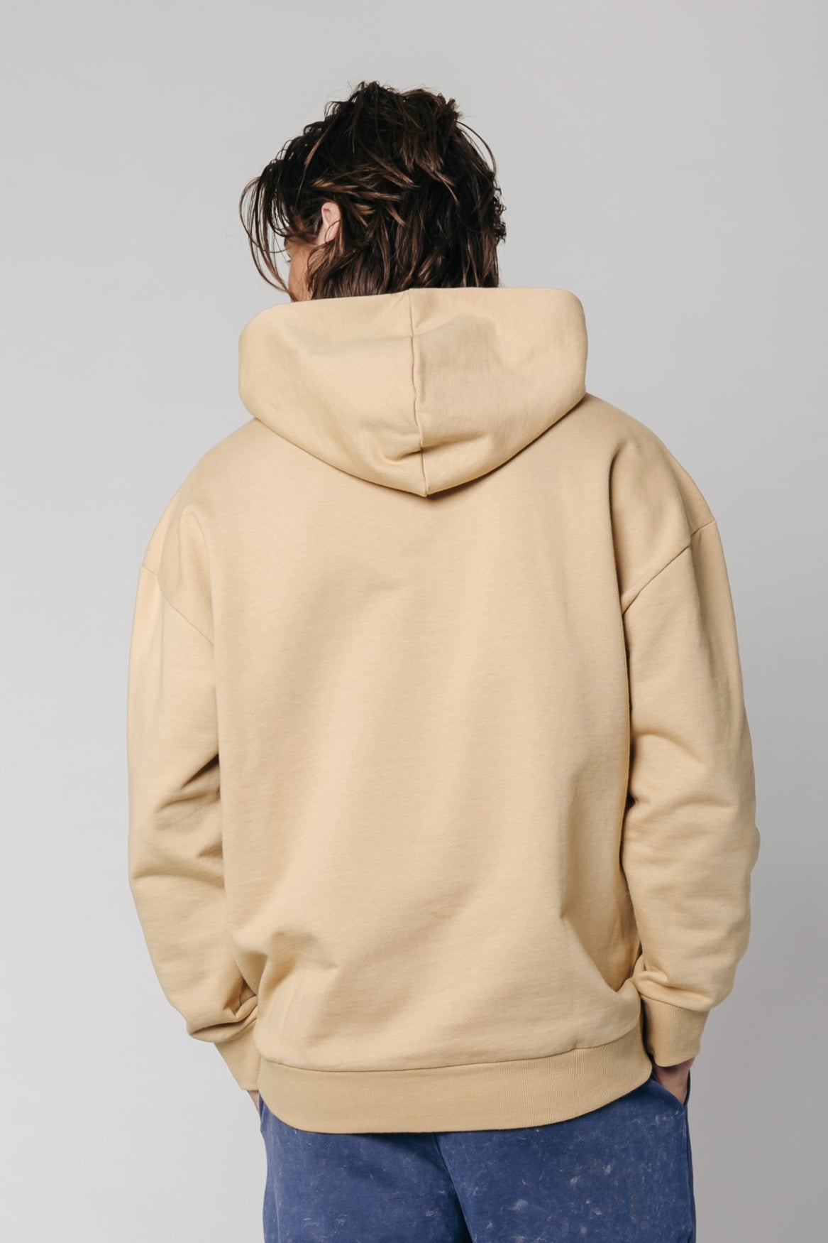 Colourful Rebel Uni Patch Dropped Shoulder Hoodie | Sand 