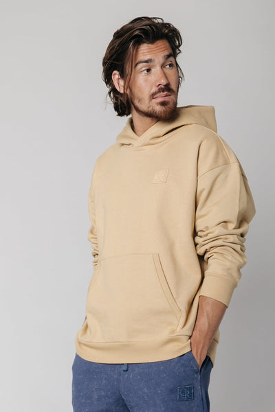 Colourful Rebel Uni Patch Dropped Shoulder Hoodie | Sand 8720603203685