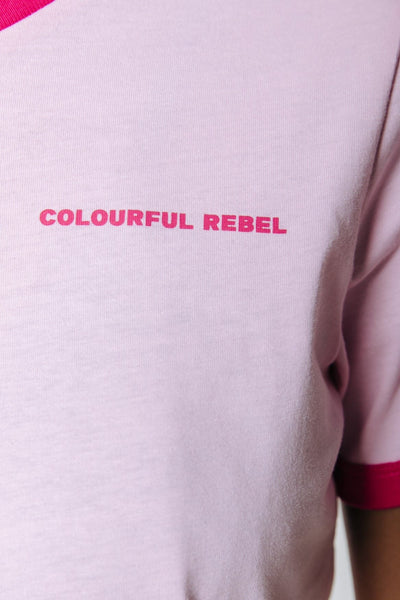 Colourful Rebel Uni Ringer Tee | Light pink 