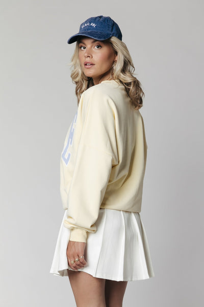 Colourful Rebel Venice Patch Dropped Shoulder Sweat | Soft yellow