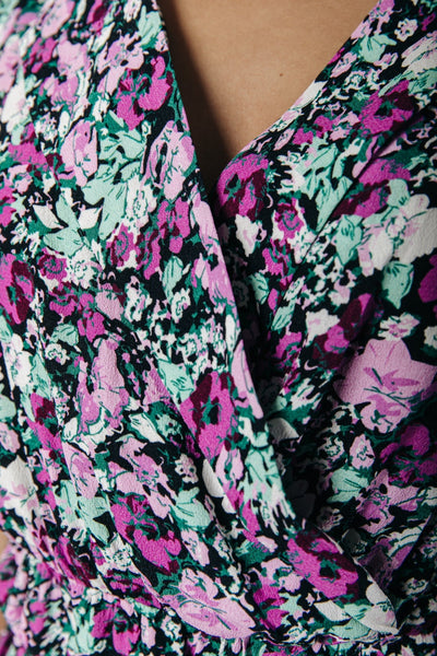 Colourful Rebel Very Scattered Flower Maxi Blazer Collar Dress | Fuchsia