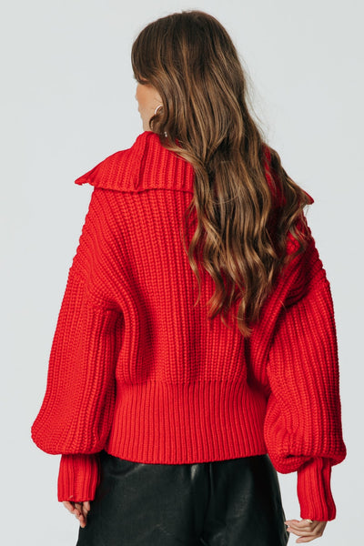 Colourful Rebel Yfke Knitwear Zip Pullover | Bright red 