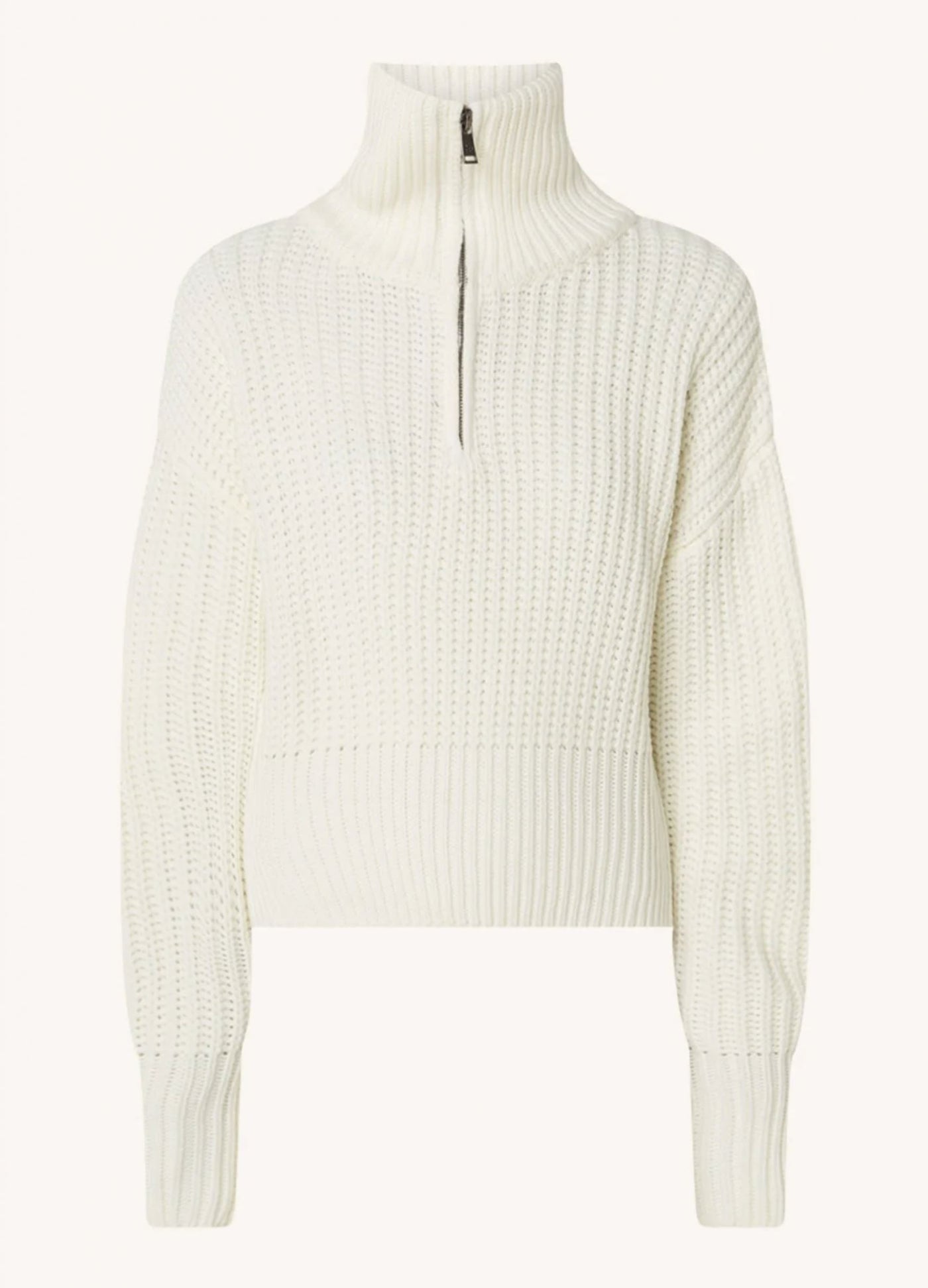 Colourful Rebel Yfke Knitwear Zip Pullover | Off white 