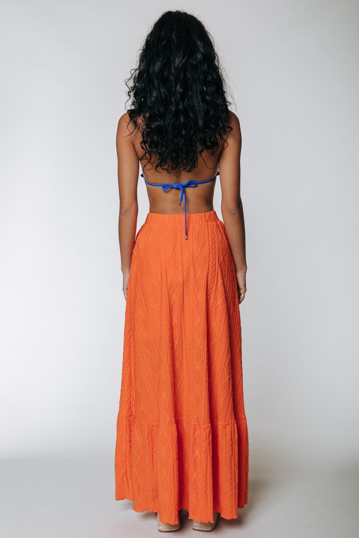 Colourful Rebel Yui Broderie Maxi Skirt | Bright orange 