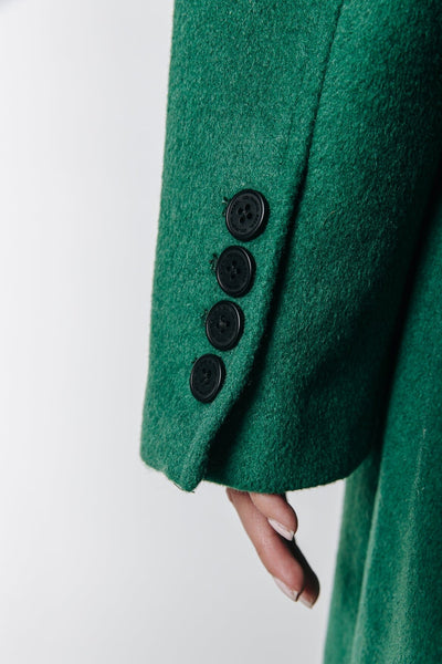Colourful Rebel Zania Double Breasted Wool Long Coat | Deep Green 