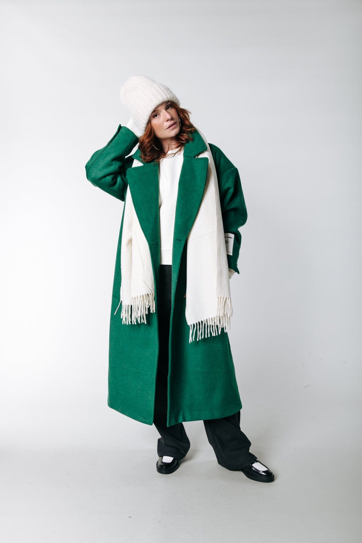 Colourful Rebel Zania Double Breasted Wool Long Coat | Deep Green 8720867008187